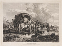 KG 01649
<br/>
Etende voermannen bij paard en wagen
<br/>
<em>Klein, Johann Adam (1792-1875)</em>